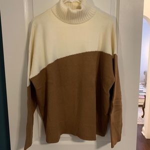 Cream and tan turtleneck sweater